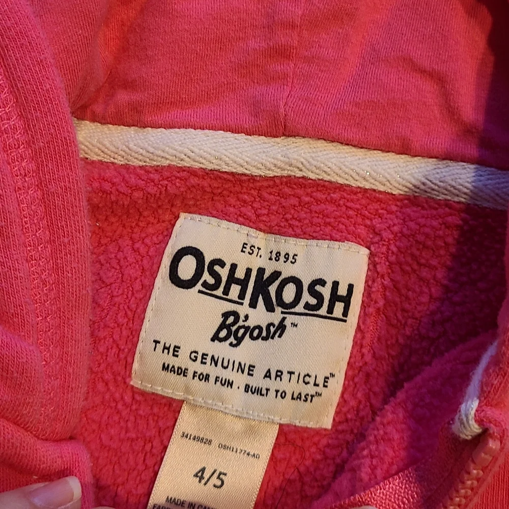 🍋‍🟩 Osh Kosh girls pink zip up sweatshirt☀️
